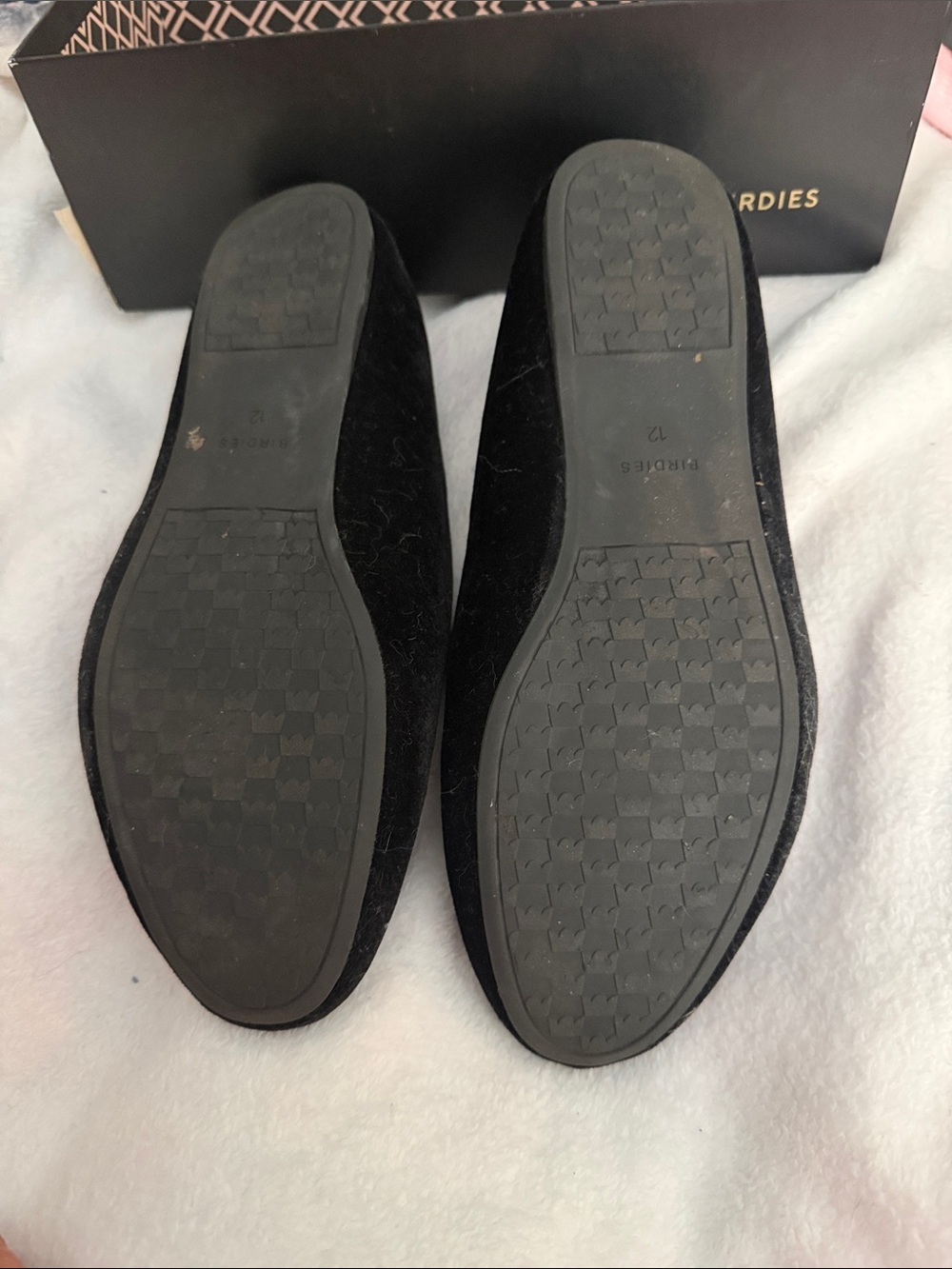 Birdies Black Velvet Slip-Ons with Quilted Tan Insole - Picture 2 of 3